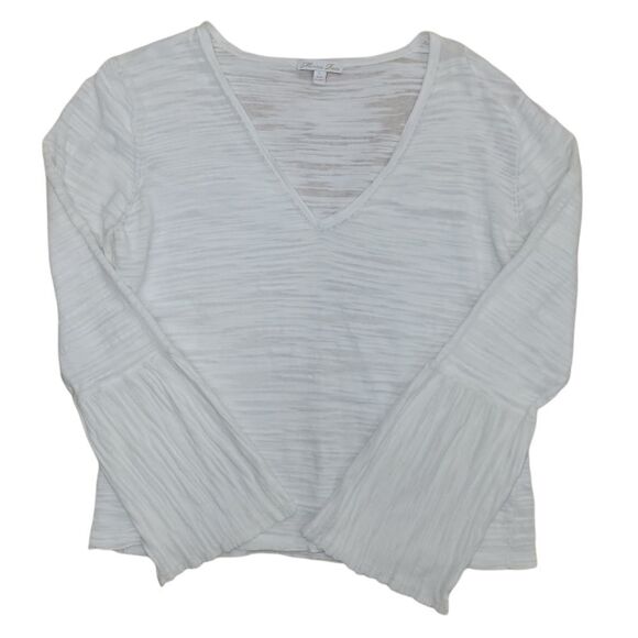 Minnie Rose Boho White Bell Sleeve V-neckline Shirt L - Picture 6 of 15